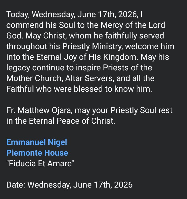 EmmanuelNigel90's tweet photo. @UgandaEpiscopal Fr. Matthew Ojara, may your Priestly Soul rest in the Eternal Peace of Christ. https://t.co/QbRzVOoNPI