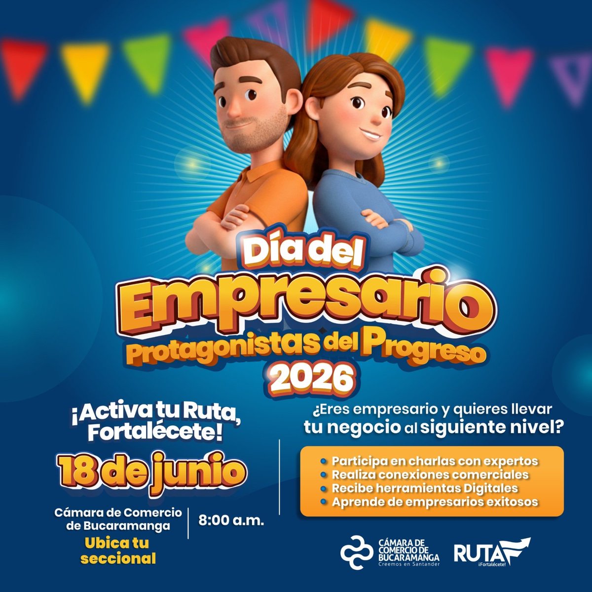RevistaElPanor1's tweet photo. #Evento📰La @CCBucaramanga celebrará hoy el #DíaDelEmpresario Protagonistas del Progreso 2026. Una agenda diseñada para fortalecer las capacidades de empresarios y emprendedores de #Santander. Iniciativa simultánea en el Área Metropolitana, Málaga, San Gil, Socorro y Matanza. https://t.co/0E6FIKtqJn