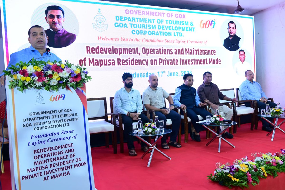TourismGoa's tweet photo. The ceremony was held at the auspicious hands of Dr. Pramod P. Sawant, Hon’ble Chief Minister of Goa, in the presence of:

Shri Rohan A. Khaunte – Hon’ble Minister for Tourism, IT, Electronics & Communications, Printing & Stationery

Shri Kedar J. Naik – Chairman, GTDC Ltd. & MLA, Saligao Constituency

Shri Joshua Peter De Souza – Deputy Speaker, Goa Legislative Assembly & MLA, Mapusa Constituency

Shri Delilah Lobo – MLA, Siolim Constituency & Vice Chairman, ESG

Shri Glenn Ticlo – Former MLA

Shri Kuldeep Arolkar – Managing Director, GTDC Ltd.