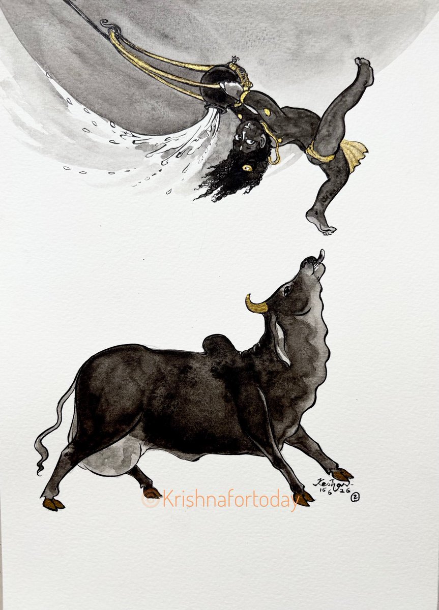 keshav61's tweet photo. Krishna Leela #watercolour #indianink #Krishnafortoday https://t.co/71R9h4XdiL