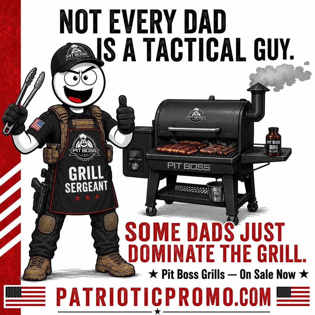 PatrioticPromo_'s tweet photo. Not every dad is a tactical guy — some dads just want to dominate the backyard grill. Pit Boss Grills has been one of our favorite brands for exactly that. American BBQ culture at its finest. 🇺🇸

→ Shop Pit Boss: https://t.co/PDHVApEkrR https://t.co/2KovTLeeC9