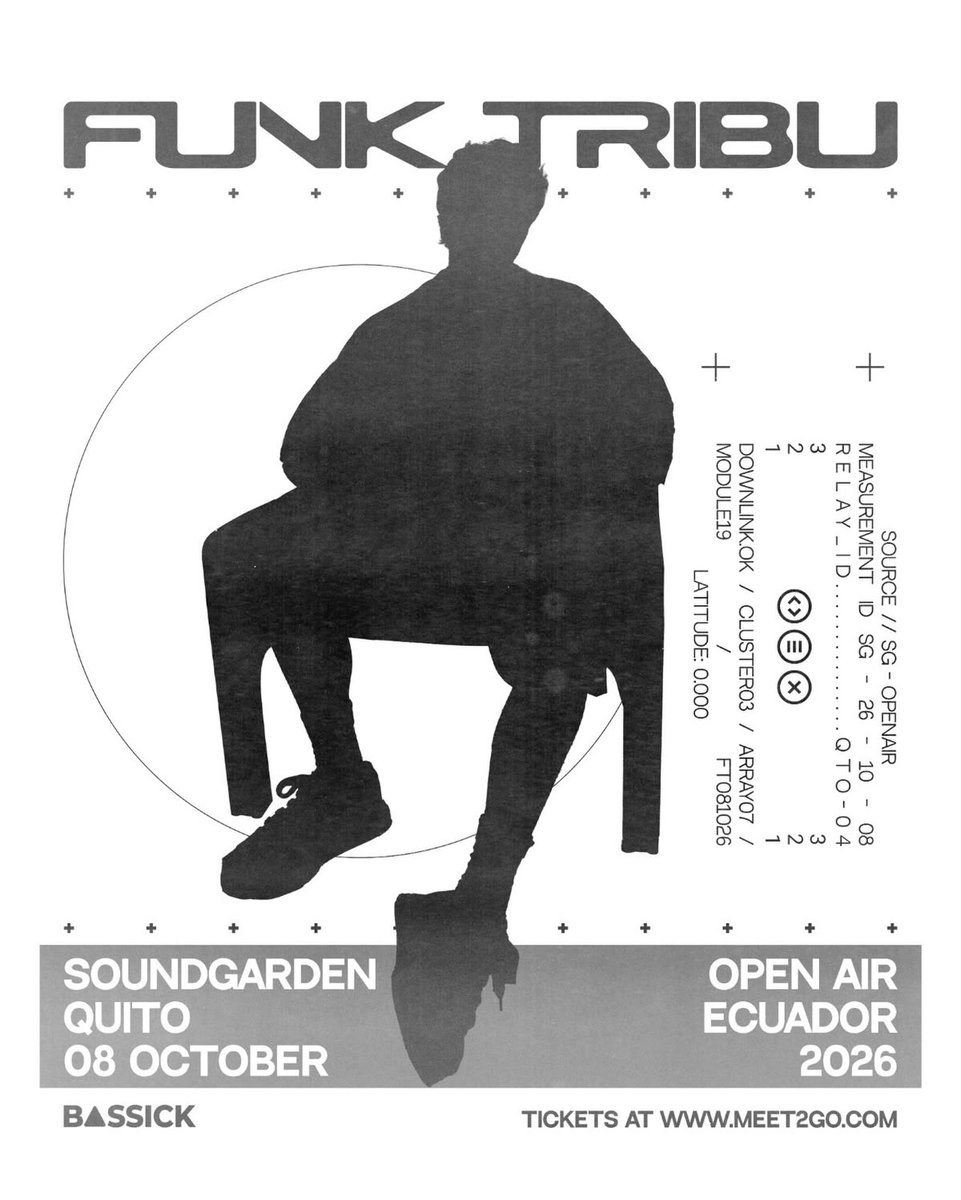 guambraconcert's tweet photo. Esto es para todos los fans de la electrónica. FUNK TRIBU llega a Quito, Ecuador para ponernos a bailar con techno. ⚡️🎛️🕺

🗓 Jueves, 8 de octubre de 2026
📍Soundgarden Open Air Quito

🎟️ Preventa 1 ya disponible!

🎫DANCEFLOOR: $30
🎫BACKSTAGE: $60

🔗https://t.co/lyXTlChcAI https://t.co/9FomhPZsHc