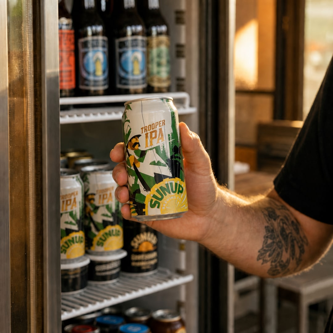 sunupbrewing's tweet photo. Clocked out. Sun still showing off. Beer cold. Trooper IPA keeps the Arizona afternoon simple: crisp, citrusy, and not remotely interested in giving you a hop lecture. Porch, patio, cooler. Done. #trooperipa #arizonacraftbeer https://t.co/P9ONzhESJ3