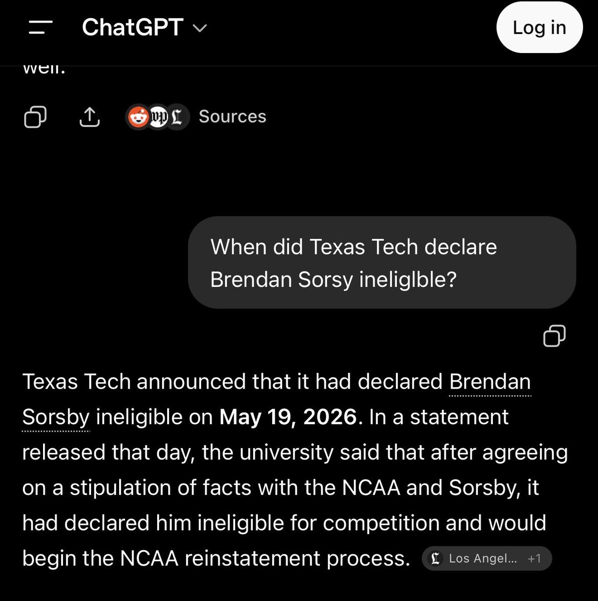 RedRaiderJake's tweet photo. I know. It’s 2026 and you can’t figure out how AI works, you dinosaur https://t.co/sriHoK0Eyp