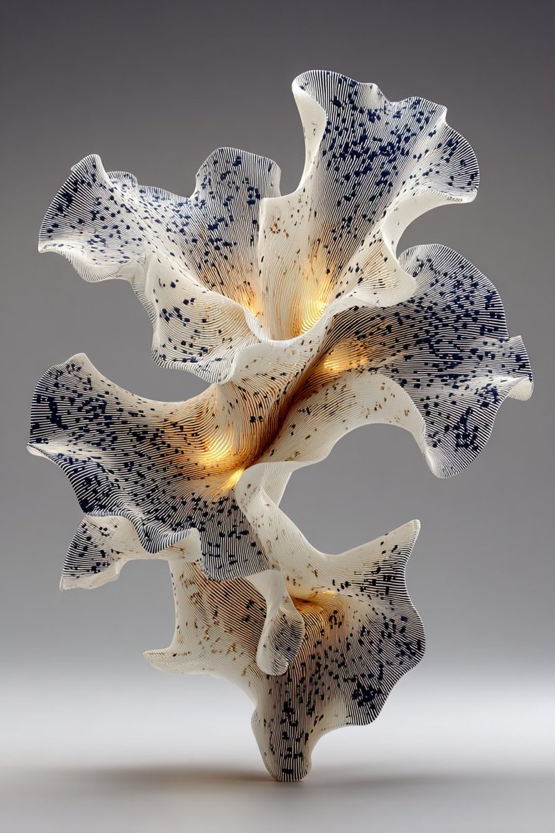phokuinc's tweet photo. Coral-inspired petals woven from light, curves, and silence. #DesignArt #DigitalSculpture #GenerativeArt https://t.co/XETdXiL2H4