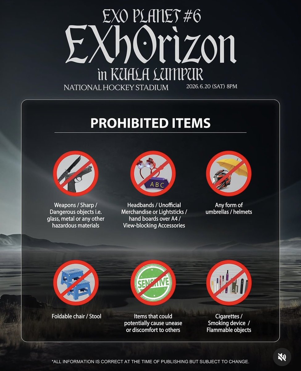 fanvoys_'s tweet photo. EXO PLANET #6 ‘EXhorizon’ in KUALA LUMPUR
Prohibited Items

#EXhOrizoninKL #EXOinKL #EXhOrizoninMY #EXOinMY https://t.co/Y1lzXqc4oW