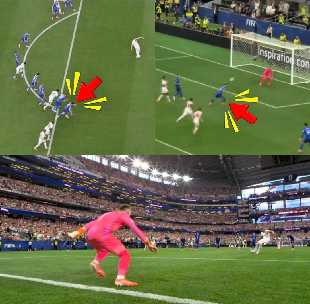 Rubenema29's tweet photo. @VozMadridista No tiene el pie sobre la línea, además que hay invasión de parte de Gvardiol (que es quien recibe el rechace y lo manda al corner) https://t.co/g35fpcY7Nw