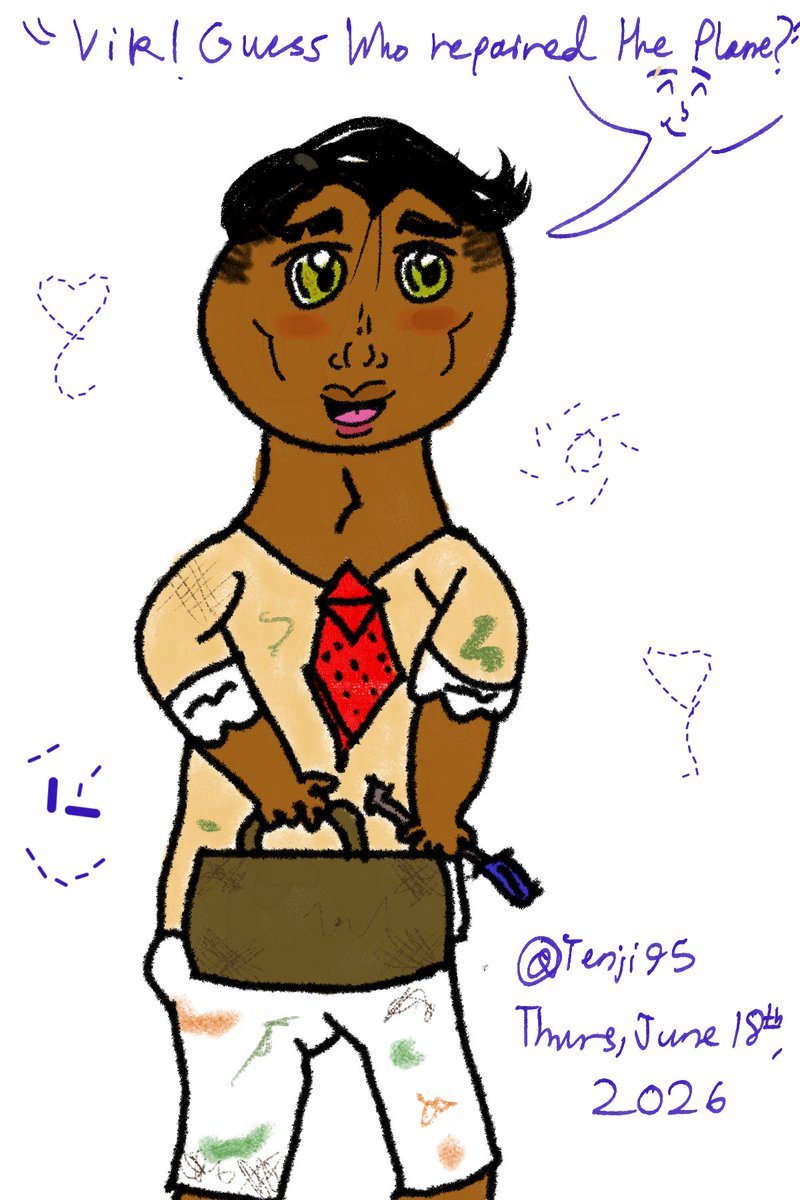 Tenji95's tweet photo. In which after a wet and foggy night, Investigator Jayce Talis dusts himself off and smiles proudly at his work. The plane had been repaired. It was time to get Investigator Viktor Revereck and go. #INVJV #jaycetalis #jayvikfanart https://t.co/KoGjA0bNkW