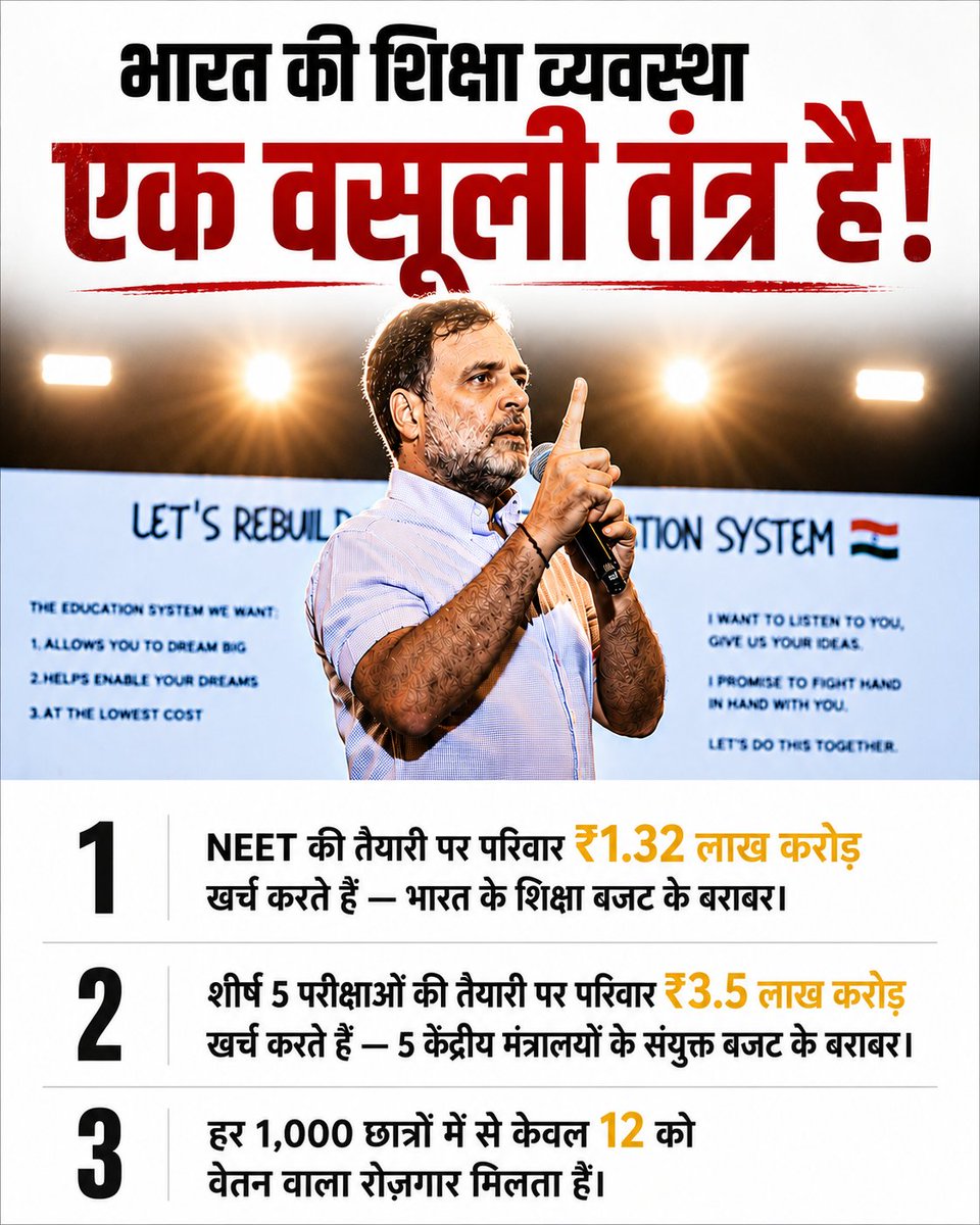 bharatjodo's tweet photo. भारत की शिक्षा व्यवस्था एक वसूली तंत्र है! 
#ChhatronKiGoonj https://t.co/Hu4ivSrFgx