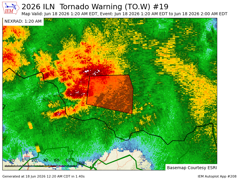 glwx_'s tweet photo. ILN issues Tornado Warning [tornado: RADAR INDICATED, hail: 0.00 IN] for Adams, Brown, Highland [OH] till 2:00 AM EDT https://t.co/85Y3JpVMNW https://t.co/j2kczP7o5K