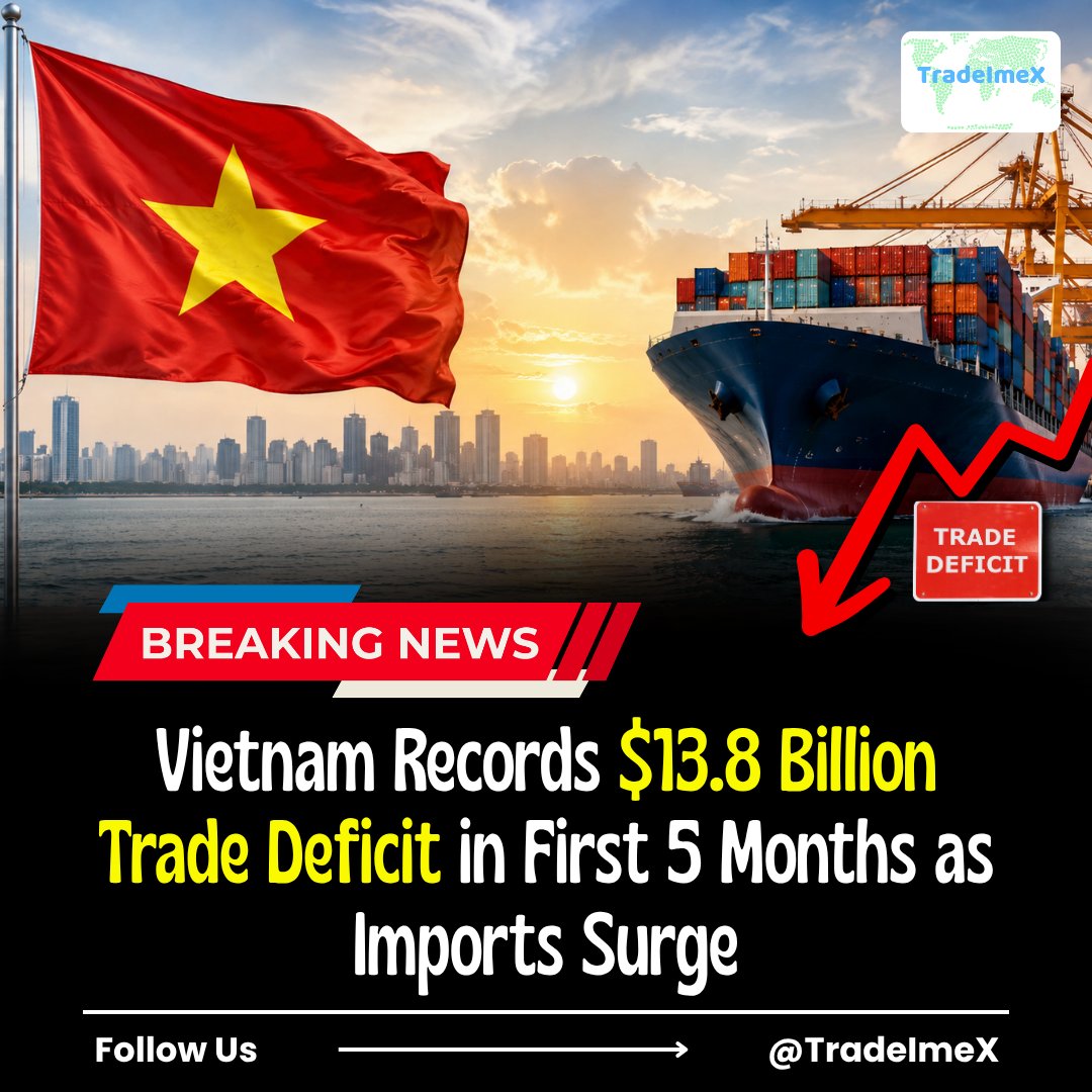TradeImeX's tweet photo. 📉 Vietnam swings to a $13.8B trade deficit in the first 5 months as imports surge. Rising oil costs, semiconductor imports, and machinery investments are reshaping trade dynamics. 🇻🇳

#VietnamEconomy #VietnamImports #TradeImex #Globaltrade #TradeDeficit #Tradedata https://t.co/cg07Fk7Q1g
