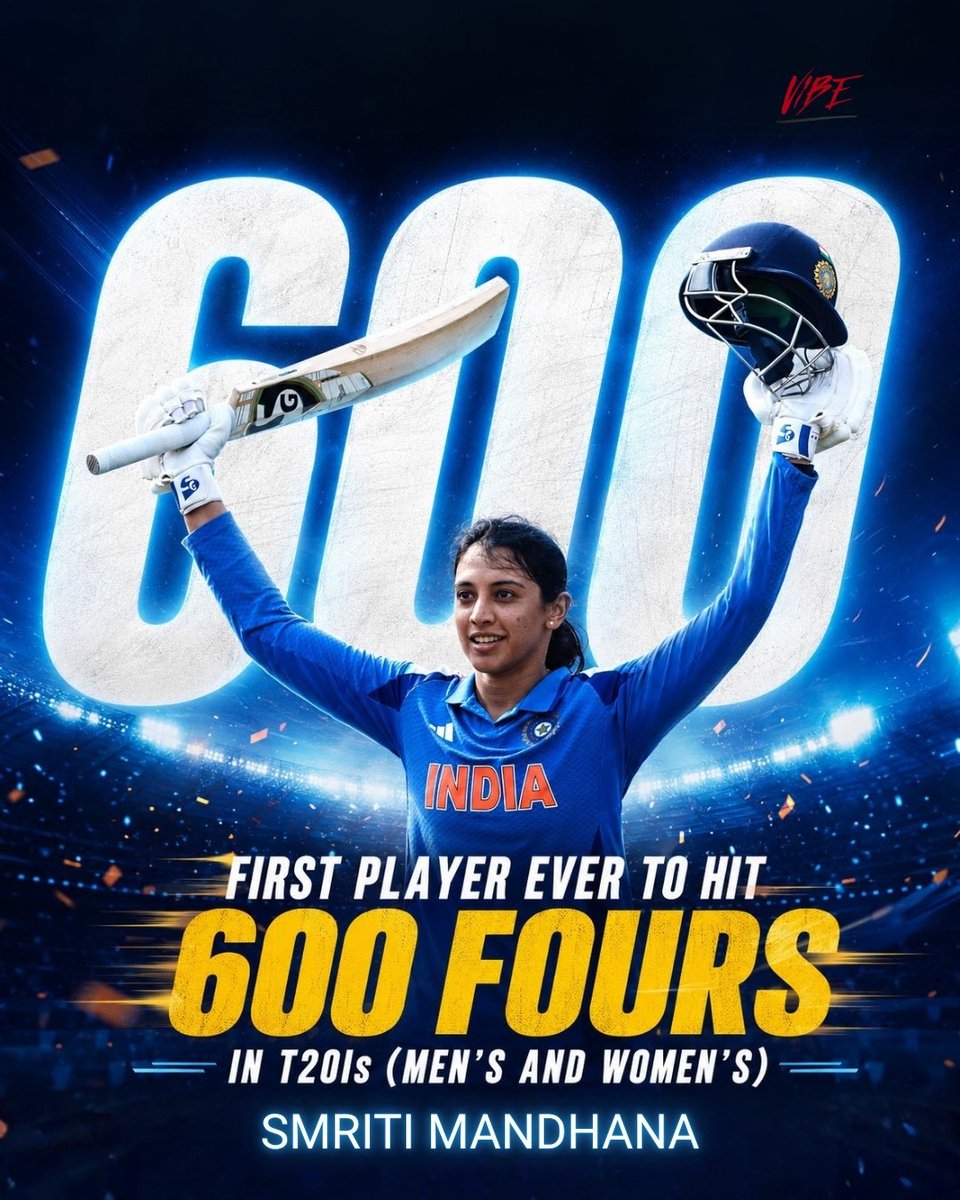 sportingvibe_'s tweet photo. 600 fours. One name. Smriti Mandhana 👑🔥
@mandhana_smriti @BCCIWomen 

#SmritiMandhana #WomenInBlue #TeamIndia #BCCIWomen #T20WorldCup https://t.co/nuHtPma8jm