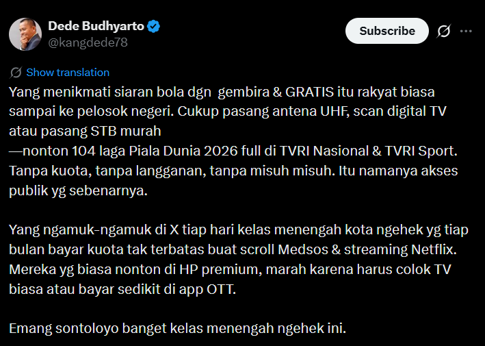 txtdaritaxpayer's tweet photo. lagi-lagi apa?
yak, kelas menengah dikata2in lagi sama perwakilan rezim.

padahal yang ngeluh itu adalah mereka yang udah bayar langganan tapi layanan streamingnya busuk. 

kok bisa-bisanya yang disalahin pelanggannya? https://t.co/KcqOgScOvR