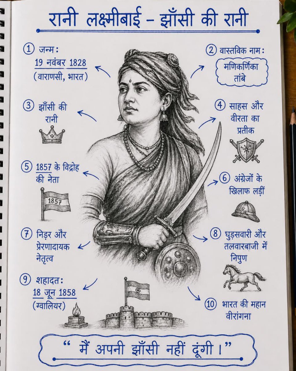 ratnakar273's tweet photo. “रणचंडी थी कल्याणी थी,
   वो भरत भूमि की नारी थी ।
अंग्रेजों का काल बनी वो,
    झाँसी की महारानी थी ।”
#महारानी_लक्ष्मीबाई की पुण्यतिथि पर सादर नमन ….!!! https://t.co/8jSVWh8NbG