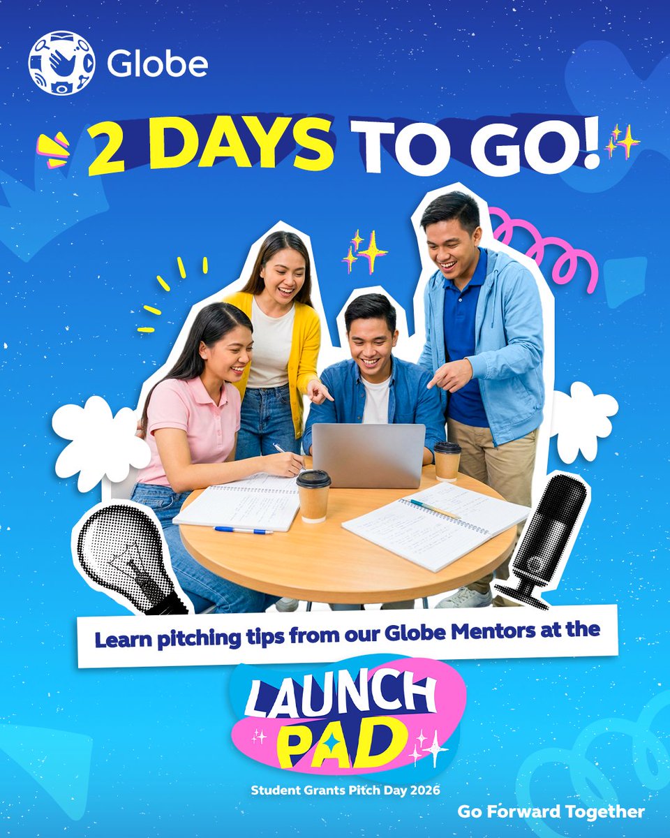 enjoyGLOBE's tweet photo. We know you are getting ready to deliver your winning pitch and bag the grant at the Launchpad. But here’s an opportunity you would not want to miss! 

#GoForwardTogether and learn from the experts at the Mentorship Day happening in 2 days! 

REMINDER: Don’t forget to submit your signed NDA and finish all required activities before you come. See you there! 😉https://t.co/eEjwGbmZIz

#GlobeLaunchpad #GlobeStudentPrograms