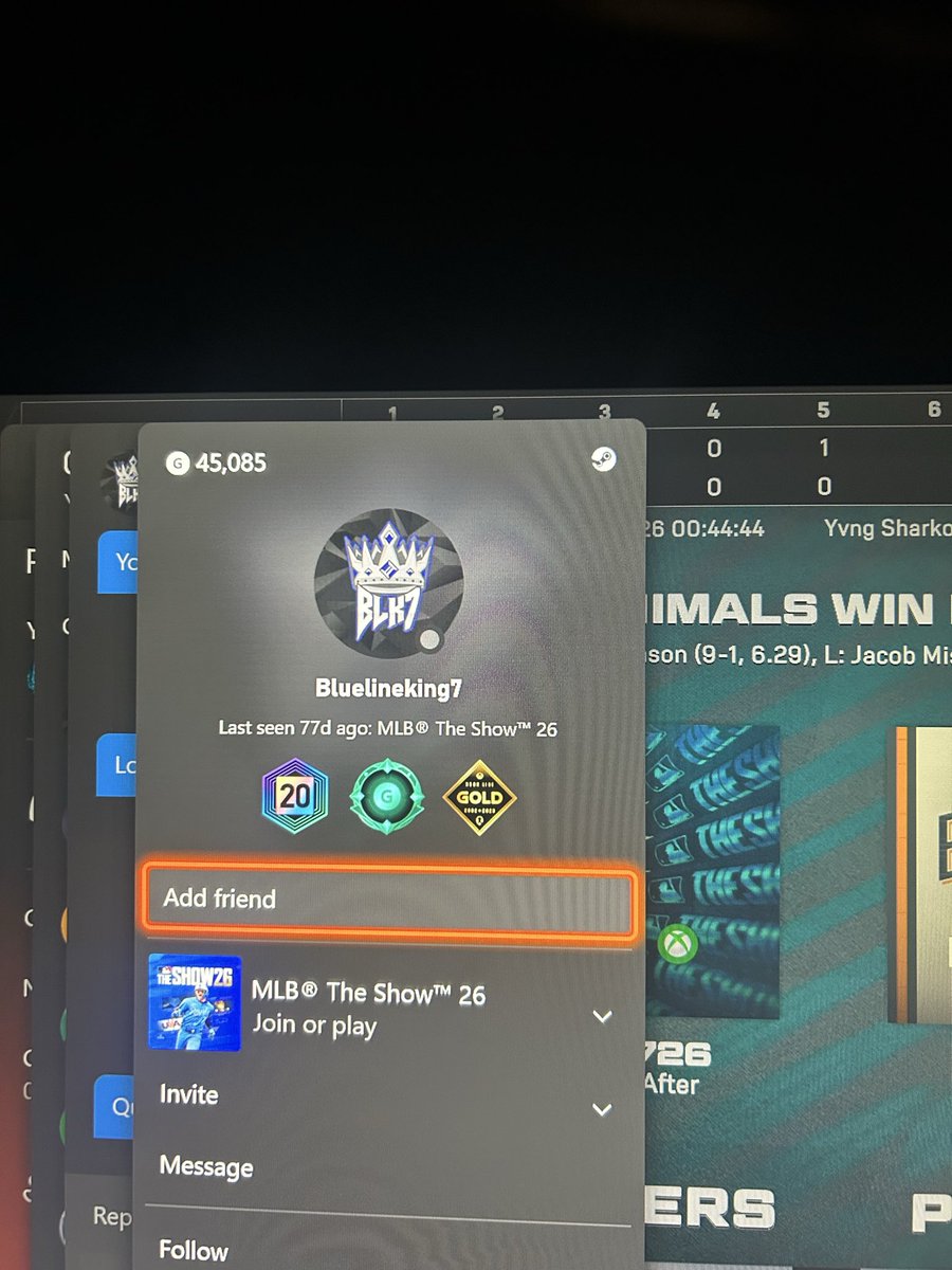 coby_hann's tweet photo. @SonySanDiego @YourFriendKyle_ this is who yall let play your game and get away with this shit every night? Wow up 9-0 in the fifth and they freeze the game to make us quit and then told me exactly how they exploit the game every night so people have to quit. Gg’s SDS https://t.co/j890WDokdM