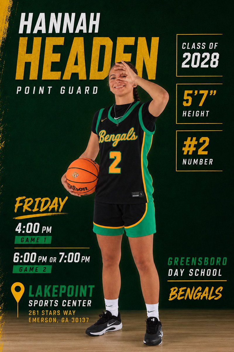 HannahHeaden's tweet photo. Here’s our day 1 Schedule for GBCA! Coaches come out to see my team and i play! https://t.co/Arz3aoxIQm