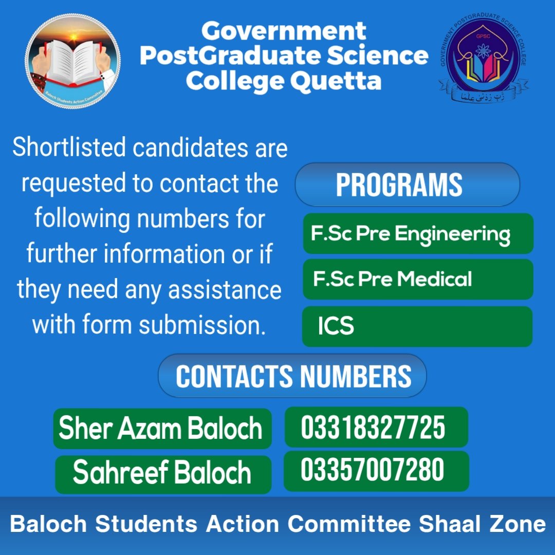 BsacQtaZone's tweet photo. Bsac Quatta zone

Shortlist Candidates are requested to contact the following number for further information or if they need any assistance with forum submission, https://t.co/u2n090LMB4