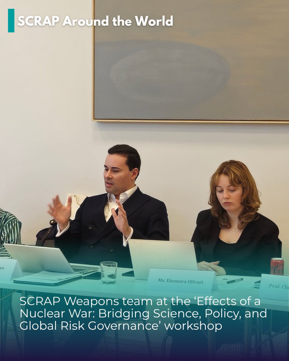 SCRAPweapons's tweet photo. Our military analyst, Manuel Galileo, and Project Assistant, Eleonora Olivari, at the "Effects of a Nuclear War: Bridging Science, Policy, and Global Risk Governance" multidisciplinary workshop organized jointly by the @PugwashConfs, Finnish Pugwash Group, &amp; SCRAP Weapons Project https://t.co/vbSqEUqTHP