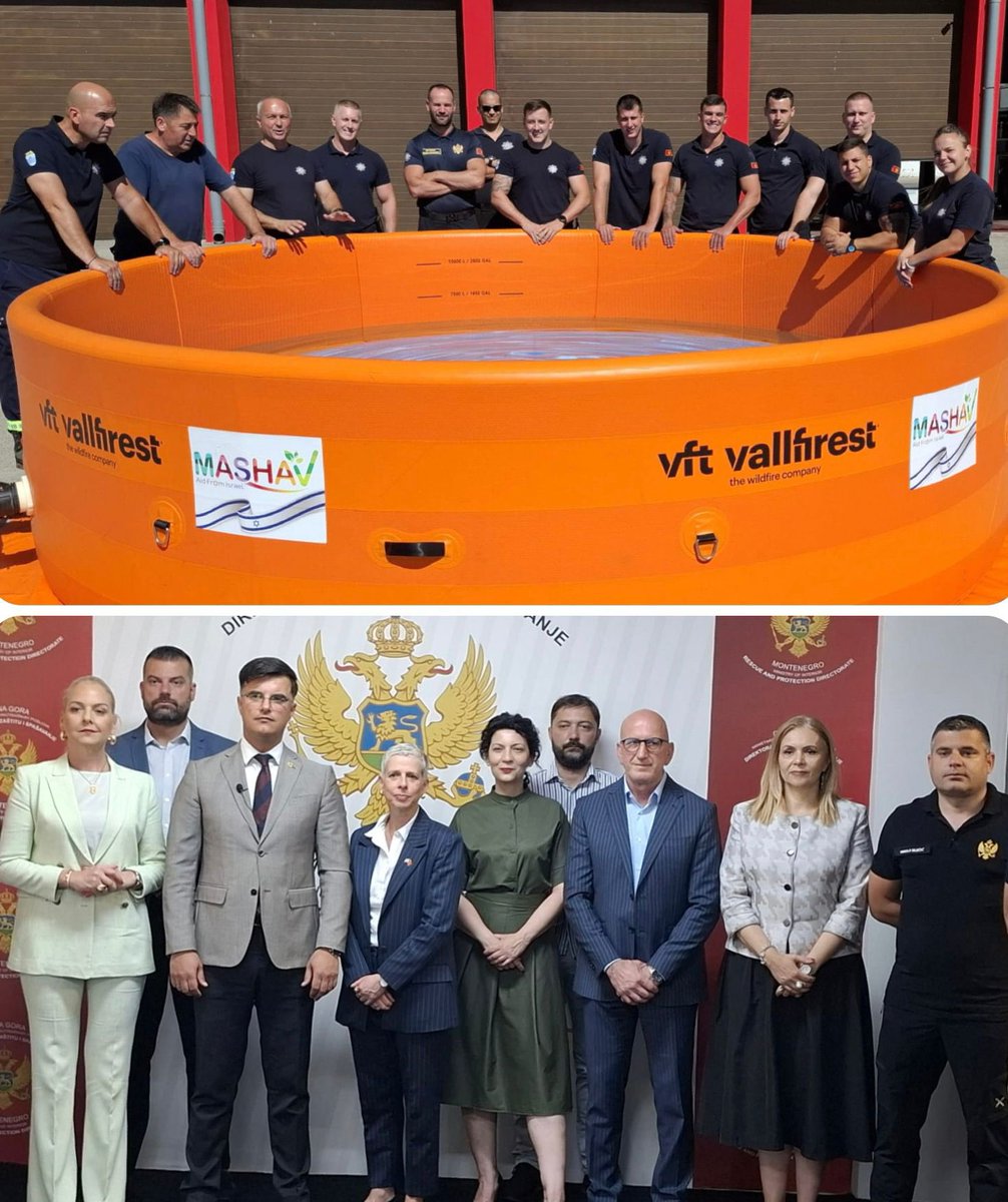 AvivitBarIlan's tweet photo. I had the privilege of handing over a 12,000-liter emergency water tank, donated by Israel through @MASHAVisrael, to support Montenegro’s firefighting and emergency response efforts.

Having personally experienced wildfire evacuations with my own family, I know how important preparedness is. Proud to deepen the friendship between Israel and Montenegro through practical cooperation and shared resilience. 🇮🇱🇲🇪
