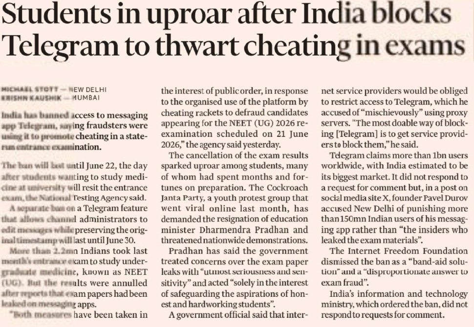 marginalideas's tweet photo. It's fun when our govt. thinks people can buy NEET papers, but can't buy a cheap VPN? 

Telegram is well alive and kicking. Probably more so now. https://t.co/2tir6RbLSF