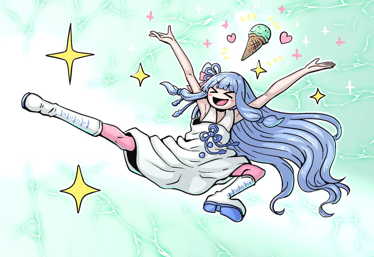 チョコミントアイスキック‼️ エイヤッ⬆️🦶✋😆🤚✨