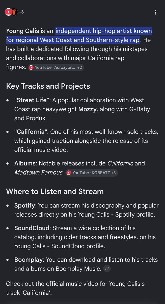 youngcalis's tweet photo. I am mind blown ai made an overview about me on Google 🤯
#ai #overview #biography #fyp #music https://t.co/6vtuzEcf4s