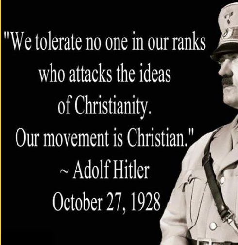 TheExBeliever's tweet photo. Believer: “Hitler was not a Christian.”
Hitler: “Our movement is Christian.”
The Ex-Believer: Hitler was a “GERMAN CHRISTIAN.” Let that sink in. https://t.co/cBjigm5rEI