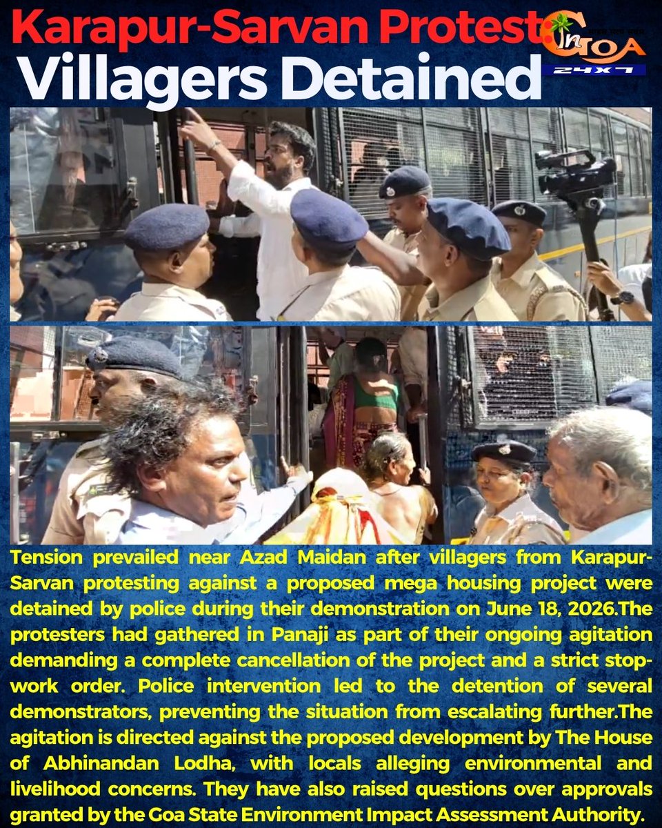 InGoa24x7's tweet photo. Karapur-Sarvan Protest: Villagers Detained
#Goa #GoaNews #Protestors #Detained https://t.co/mxOv4zGg3d