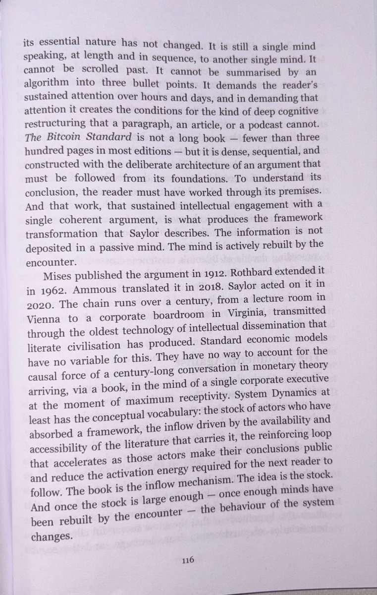 sciencetao's tweet photo. The hardest thing may be surviving long enough — but Saylor also needed the framework to recognise the moment when it arrived.

@saifedean’s The Bitcoin Standard gave him that in May 2020. A century-long argument in monetary theory, arriving at the moment of maximum receptivity.

This is how consequential books have always worked. And why they still matter.

@saifedean @Waterstones @BarnesandNoble @amazon
