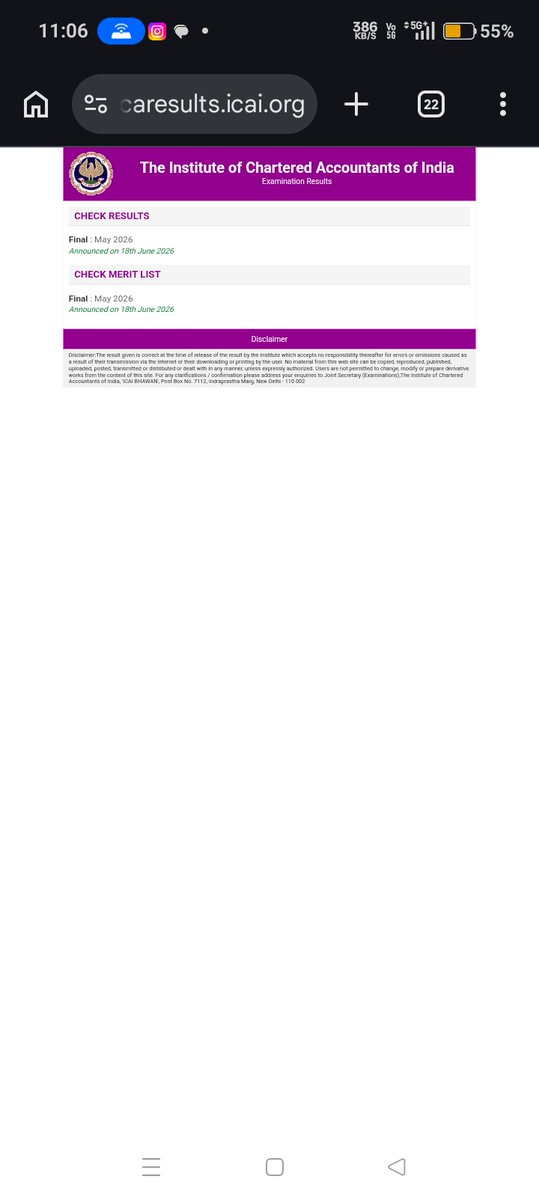 DONTOMJAMES's tweet photo. #ICAI has declared results of May 2026 CA Final Exams at 
https://t.co/X3cKgU7rMj

#CAFinal #CAresults https://t.co/V486OEnt0c