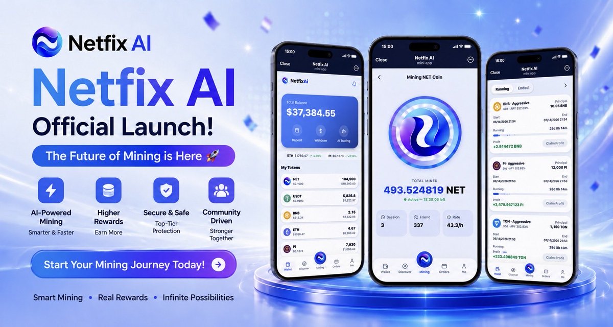 NETcoin_NefixAI's tweet photo. 🚀 Start Mining NET Coin Today!
📲Launch App: https://t.co/Vu9N0xiUpZ

Join the Netfix AI Pioneer Program and begin mining NET Coin for FREE

⏳ Early adopters have the biggest advantage — earn NET daily, grow your balance, and become part of the future AI-powered blockchain ecosystem.

💎 Free Mining
🤖 AI-Powered Ecosystem
🌍 Global Community
🔥 Limited Early Pioneer Phase

 The earlier you join, the more NET you can earn! 🚀💰 #NetfixAI #NETCoin #CryptoMining #Airdrop #Blockchain #AI #Web3 #EarnNET