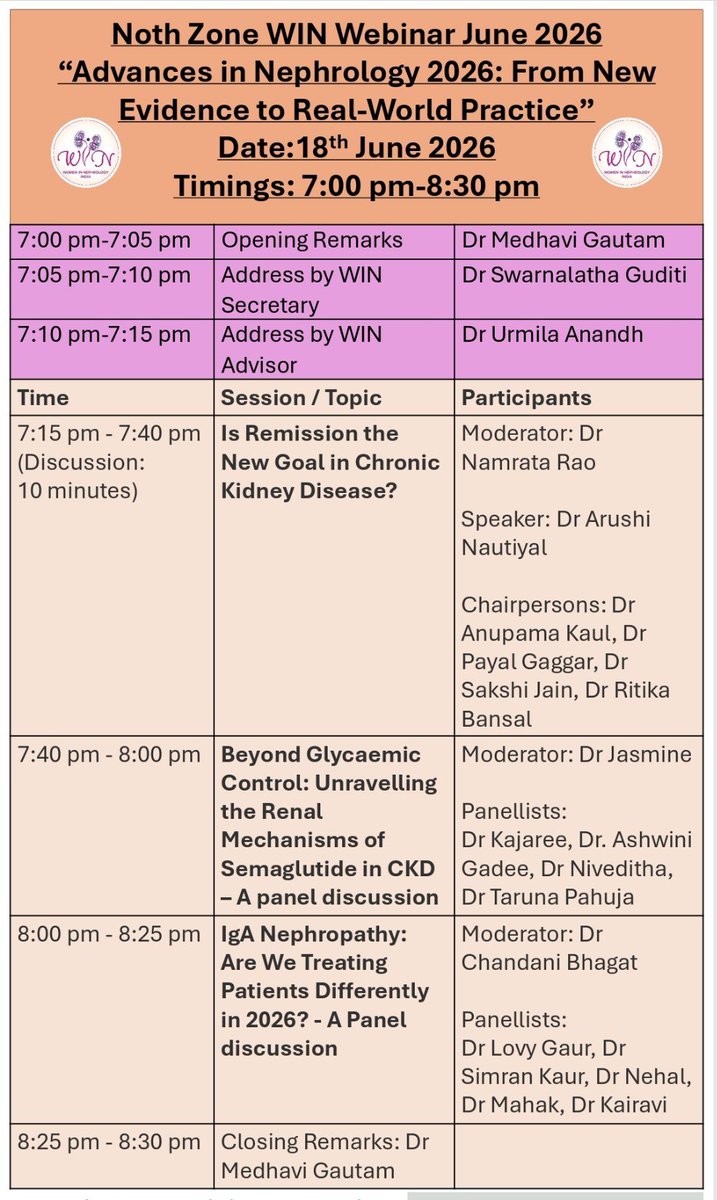 WomenNeph_india's tweet photo. Join us tonight for a interesting WIN session 
🔗 https://t.co/EOmx5KBLKo? pwd=P3R71EBKLScOHHbXhqdoh2EXaqFgBe.1

Meeting ID: 986 7895 9936
Passcode: NZWIN https://t.co/2nzH2laoWt