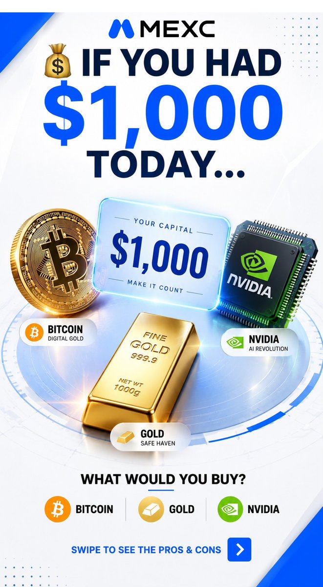MVENTURE_MAL's tweet photo. 💰 If you had $1,000 today, where would you invest?

📈 $Bitcoin
🪙 $Gold
🇺🇸 #USStocks

Each asset offers a different path toward growth, stability, and opportunity.

Over the next few posts, we'll break down the strengths, risks, and investor profiles behind each option.

👇 Drop your pick in the comments:
🟠 BTC
🟡 Gold
🔵 US Stocks

#DISCLAIMER: DYOR. For educational purposes only. Not financial advice. #NFA