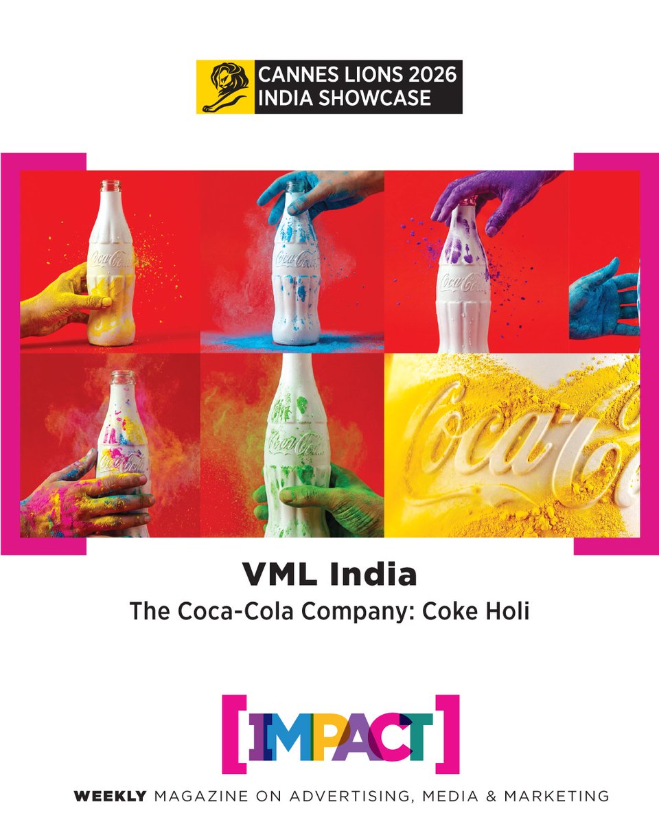 IMPACT_onnet's tweet photo. Cannes Contenders 2026: Among this year's contenders are VML India's Coke Holi for Coca-Cola and The Slooowest Vending Machine in the World for KitKat - two campaigns that celebrate culture, connection and the value of taking a moment to pause.

#CannesLions2026 #VMLIndia https://t.co/4EcdU9fRNw