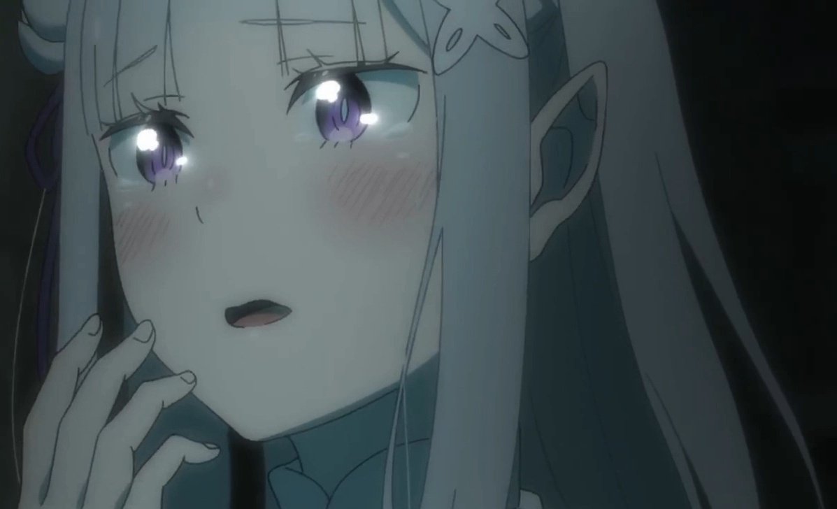 Signoraris's tweet photo. The way her eyes shine when she realizes this is still her Natsuki Subaru 😭he's Subaru no matter what and he proved it to her by responding to her question with light in his eyes https://t.co/OTXv9LbWE9