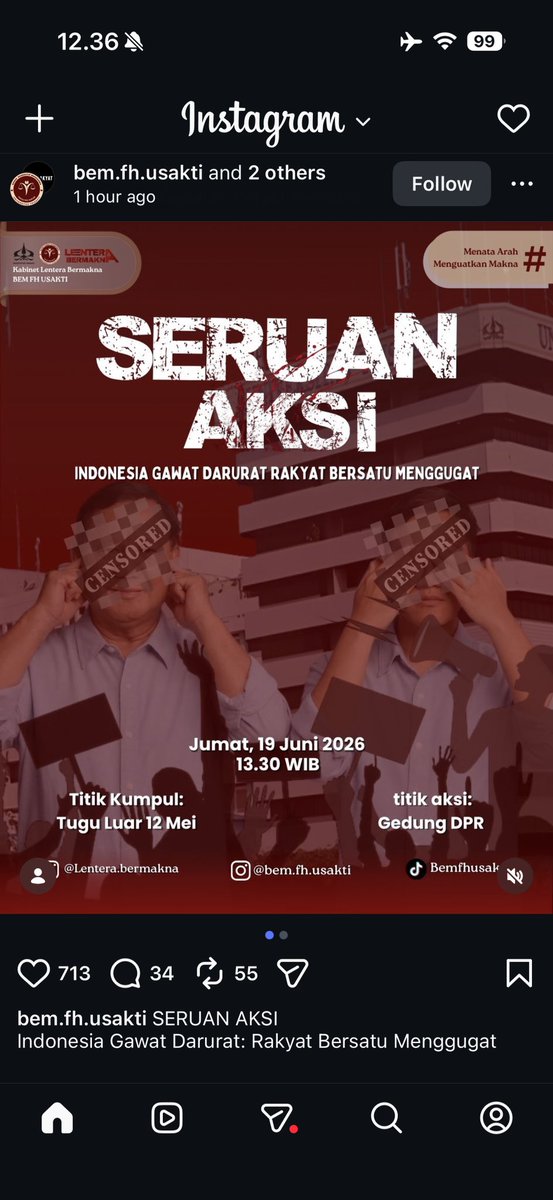 kalembgtt's tweet photo. 🚨UPDATE:
Kampus Pahlawan Reformasi alias UNIVERSITAS TRISAKTI, akan turun unjuk rasa 19 Juni di DPR RI.

PANJANG UMUR PERJUANGAN!🫡 https://t.co/TQNCkifErH
