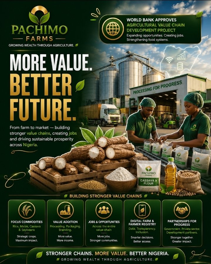 PachimoFarms's tweet photo. Value Addition Is Becoming More Important Than Raw Production  The real opportunity lies in processing, packaging, branding, storage, logistics &amp; distribution.
Cassava, maize, rice, soybeans etc. are now seen as industrial &amp; commercial opportunities not just farm produce. https://t.co/yM6JySPoJN