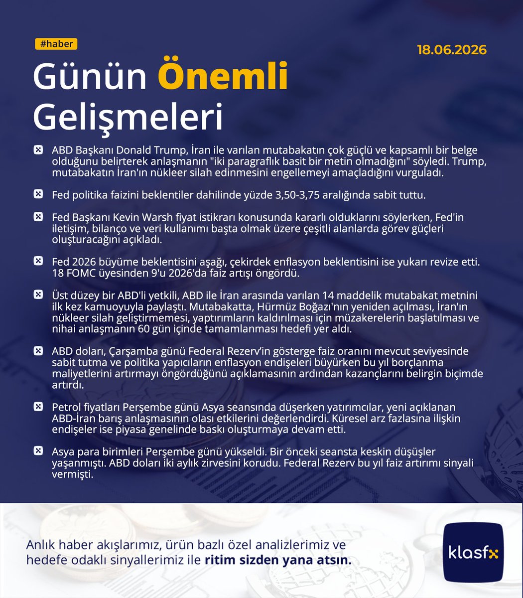 klasfx's tweet photo. 18 Haziran Perşembe Günün Önemli Gelişmeleri           #haber #gündem #klasfx https://t.co/7UAIHWXeog