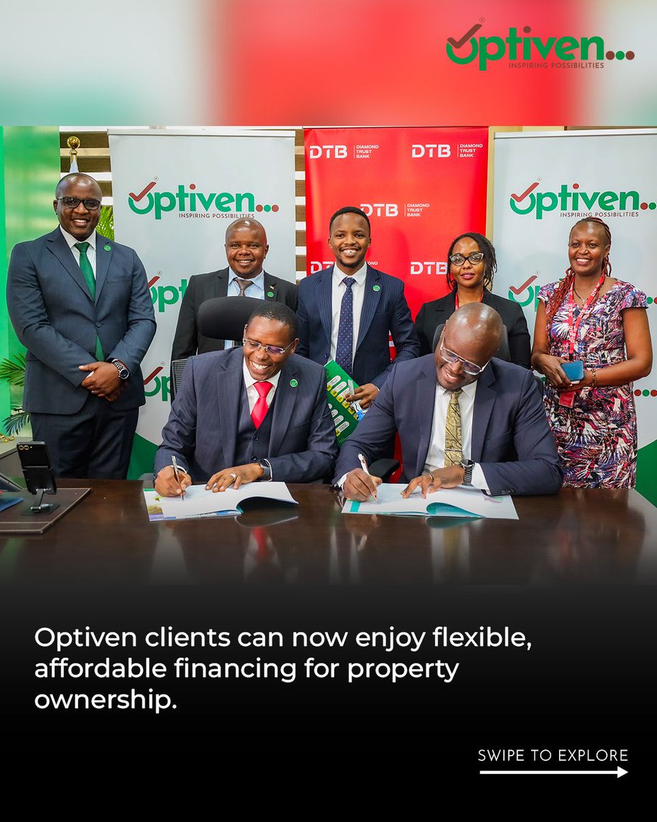 georgeoptiven's tweet photo. 𝐘𝐨𝐮𝐫 𝐩𝐚𝐭𝐡 𝐭𝐨 𝐩𝐫𝐨𝐩𝐞𝐫𝐭𝐲 𝐨𝐰𝐧𝐞𝐫𝐬𝐡𝐢𝐩 𝐣𝐮𝐬𝐭 𝐠𝐨𝐭 𝐬𝐦𝐨𝐨𝐭𝐡𝐞𝐫.

I'm proud to announce our strategic partnership with Diamond Trust Bank @DTBKenya  — bringing you flexible, affordable financing to own land with Optiven. https://t.co/l8jhHWzC35