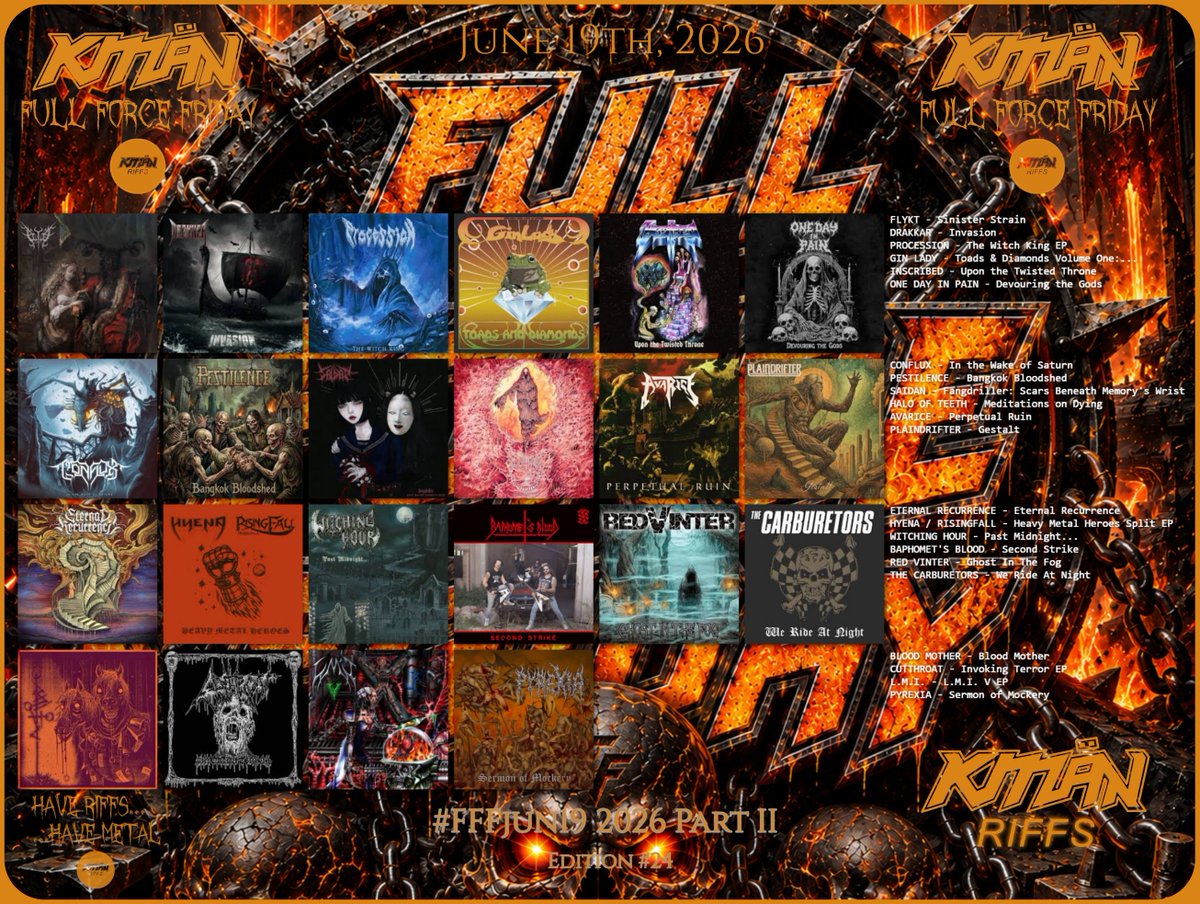KMANRIFFSMetal's tweet photo. FULL FORCE FRIDAY:⚔️June 19th 2026⚛️⚔️

"Laughin' in a windstorm, blowin' all the cornstalks down, cryin' in a funeral home, forward my mail, six feet underground"⚛️

📢44 for the Walls of Deth!➡️Elimination....Have Riffs, Have Metal! ⚛️

#FFFJun19 Comment and Repost!🤘👹🤘#KMäN https://t.co/L4H3wGXTrL