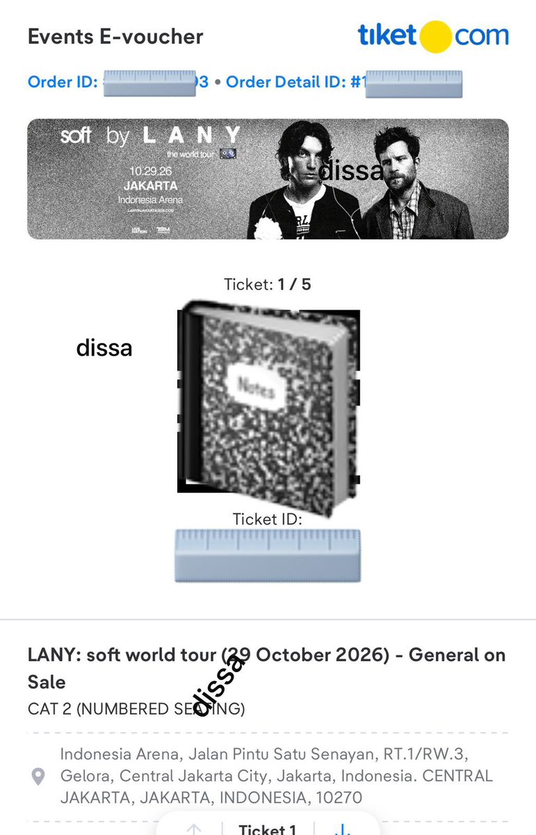 aphroditepjm's tweet photo. wts LANY concert jakarta 29 oktober 
section CAT 2, 2tix 4.2juta only bisa cod/meetup 
dijual karna mau nonton 5sos✨ https://t.co/OgVNxObCZK
