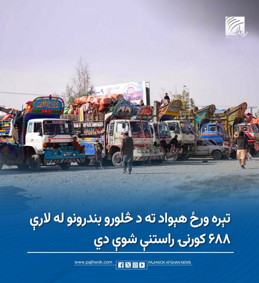pajhwok's tweet photo. د کډوالو ستونزو ته د رسېدنې کمېسیون وایي چې تېره ورځ هېواد ته د څلورو بندرونو له لارې ۶۸۸ کورنۍ راستنې شوې دي.
د بشپړو جزییاتو لپاره لاندې لېنک کېکاږئ:
https://t.co/ayVtEPV5UA
#څلور_بندرونه #هېواد_ته_راستنیدل #کډوال
#BorderCrossings #ReturnToAfghanistan #Migrants https://t.co/T2pKBkkMHO