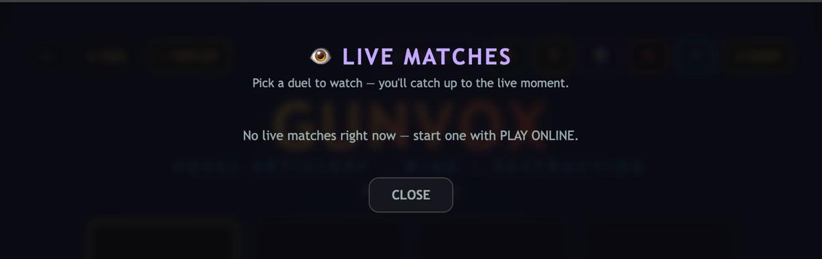 gunvox's tweet photo. You don't have to play to feel the tension.

Browse live duels right in the browser — see who's facing off, jump into any match, and watch two gunners read the wind and trade shots in real time. Every clutch lob, every collapsing tower, live as it happens.

Spectating is open to everyone. No wallet, no skill required — just pull up a seat. $GUNVOX

https://t.co/W15kBvHNo6

9KKDeJy7mk79A26kv56jXwxBJyGfy3yfEKNjAaBBpump