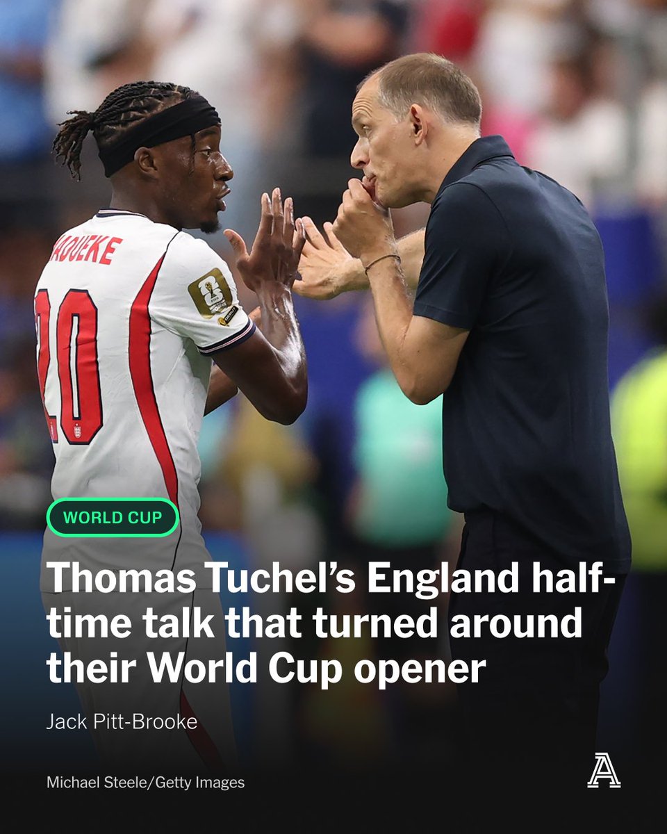 TheAthleticFC's tweet photo. The first thing Thomas Tuchel did after walking into the England dressing room at half-time was to sit down. His team had just conceded with the last kick of the first half, a second sloppy, preventable goal, and he knew the players would be on edge. He knew that what they needed first was a quiet moment to catch their breath.

Then Tuchel explained to the team that his perception of them and their work would not change if England lost their opening game to Croatia. And if they lost here in Dallas, so what, they would still have two games left to put it right. The only thing that mattered was to play in their way, the way they had been working on ever since Tuchel took over. 

Brave, courageous, aggressive and proactive. To show the world who they are and what they can be.

@JackPittBrooke on one of the more decisive half-time interventions in English World Cup history. 

🔗 https://t.co/MPSKdXLo2A