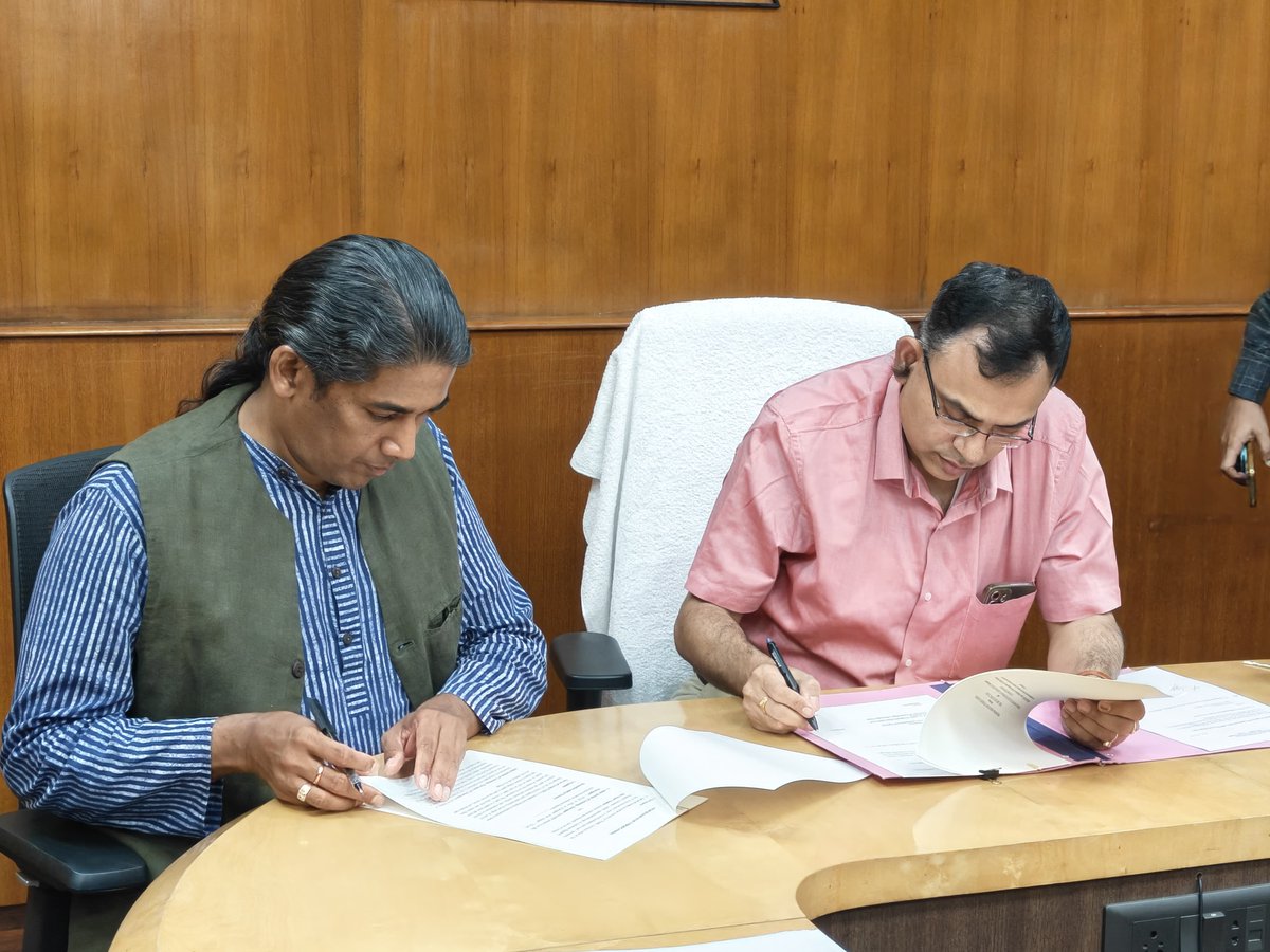 IITKgp's tweet photo. Where Science Meets Sādhanā: IIT Kharagpur Advances a Holistic Vision of Well-Being

In a significant step towards nurturing a healthier and more resilient academic ecosystem, @IITKgp has recently entered into a Memorandum of Understanding with @ArtofLiving to foster holistic wellbeing and mindful living across the campus community.

Rooted in the belief that excellence in education extends beyond academic achievement, this collaboration seeks to integrate the transformative practices of yoga, meditation and life skills with the pursuit of knowledge and innovation. The partnership envisions empowering students, faculty and staff with tools that enhance emotional resilience, leadership, mindfulness and overall wellbeing, in alignment with the spirit of the National Education Policy 2020.

The Memorandum of Understanding was signed by Prof. Suman Chakraborty, Director, IIT Kharagpur, and Shri Rajeev Nambiar, Director – Institutional Programs, The Art of Living, in the presence of Prof. Arun Chakraborty, Dean, Student Wellbeing, IIT Kharagpur; Prof. Richa Chopra, Core Faculty, Centre of Excellence for Indian Knowledge Systems and Art of Living Teacher; and Shri Abhrajit Saha, Chief of Staff, Director's Office.

By bringing together the rigour of science and the wisdom of timeless traditions, IIT Kharagpur continues to strengthen its commitment to creating an ecosystem where intellectual growth is complemented by inner wellbeing, enabling future leaders to thrive with purpose, balance and compassion.

#IITKharagpur #TheArtOfLiving #StudentWellbeing #Mindfulness #Yoga #Meditation #LifeSkills #FacultyDevelopment #NEP2020 #HolisticEducation

@EduMinOfIndia @dpradhanbjp @DrSukantaBJP @Suman_iitkgp