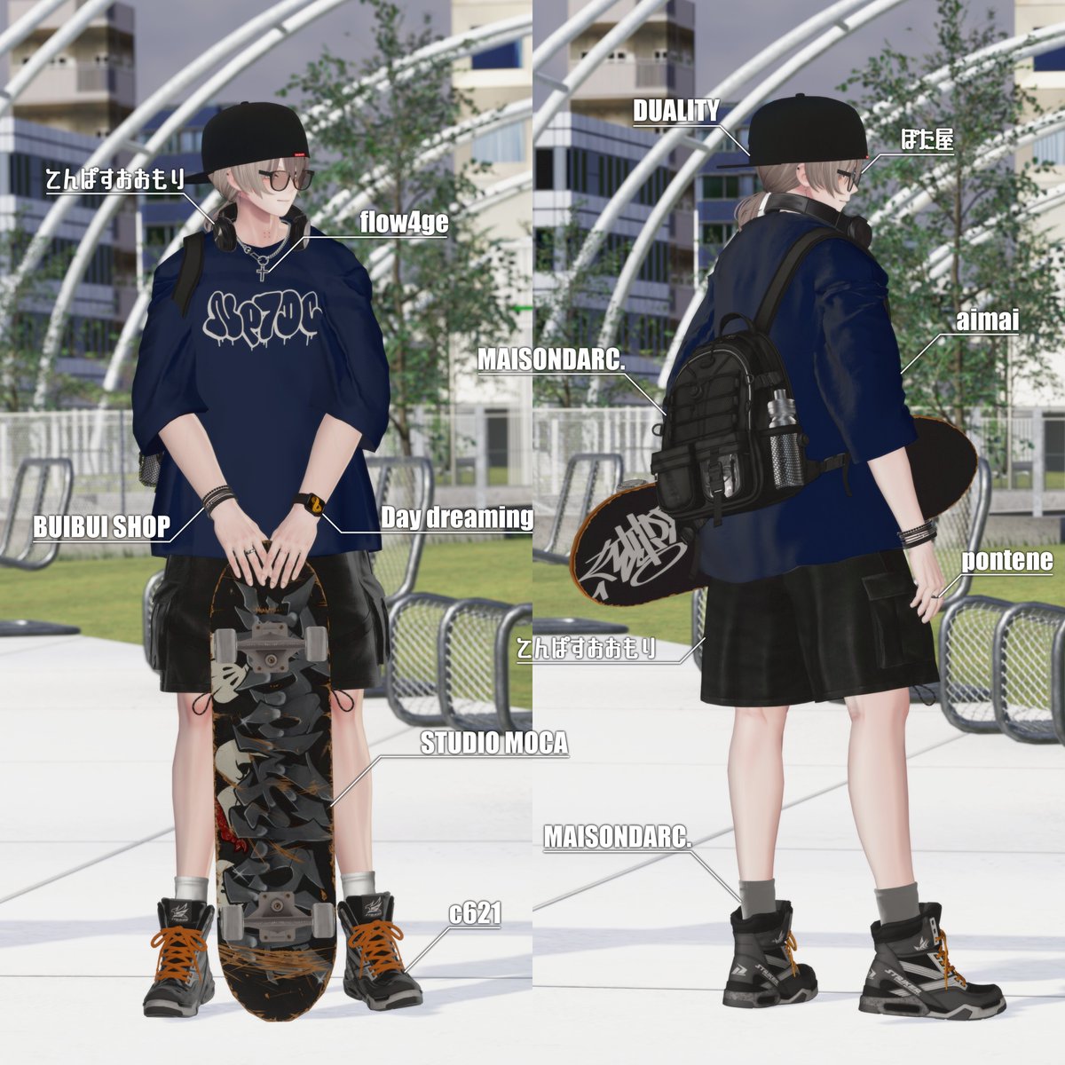 Np7Dc's tweet photo. 🛹: 𝙾𝙾𝚃𝙳
#Komano3D
#duality_booth
#ぽた屋通信
#てんぱすおおもり
#flow4ge
#aimai
#BUIBUI_SHOP
#DD_yds
#pontene
#RealSK_VRC
#MAISONDARC
#KOENIG_3D https://t.co/Sx4R144qmd