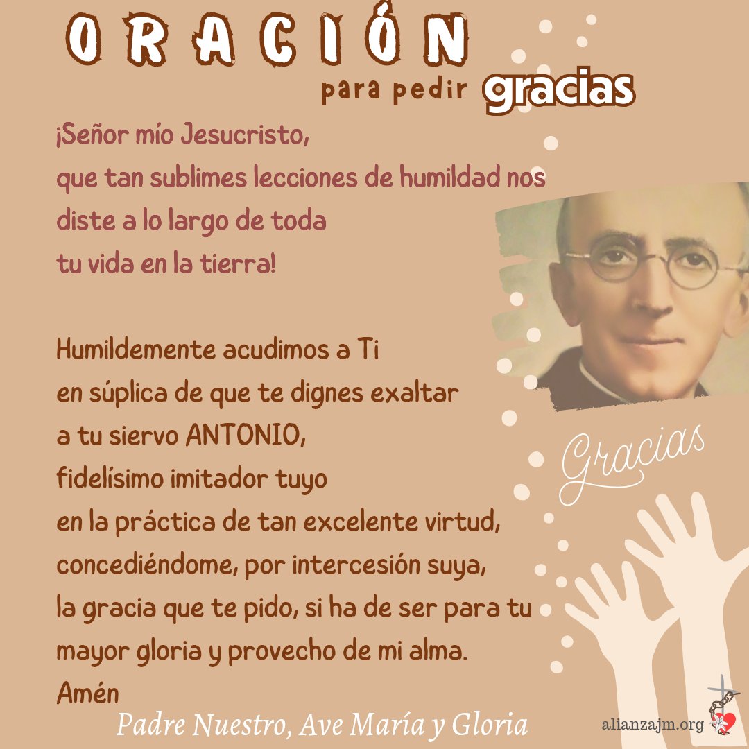 ISAlianzaJM's tweet photo. 🤗 Mañana, día 19, celebramos nuestra Eucaristía mensual de Acción de Gracias. Si estás en Madrid, te esperamos; si no, nos unimos en la oración, agradeciendo y difundiendo la oración al Venerable Antonio Amundarain. Nos vemos en el Señor. 🕯😇
#alianzaenjesuspormaria https://t.co/1Wg0WBkUzO