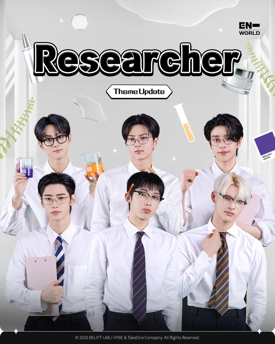 ENHYPENWORLD_X's tweet photo. 💄 Update Notice

ENHYPEN as “Researcher” 🧪
Events to celebrate SUNOO's birthday are starting soon, too!

Details 👉  https://t.co/tMsGRsq9IC

🎮Download Now
https://t.co/KgDc7J0RdK

#ENHYPENWORLD #엔하이픈월드
#ENHYPEN #엔하이픈 https://t.co/ZrlOUcYf6u