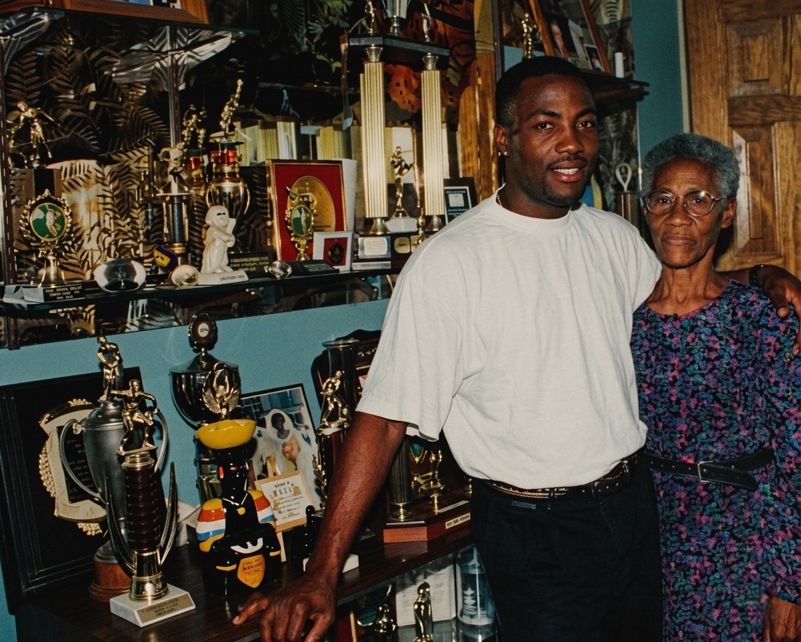 Irfanooq's tweet photo. Before he became a hero to millions, he was simply her little boy. Every trophy in this photograph tells the world what Brian Lara achieved, but only his mother knew everything it had taken to get there. #Cricket #CricketTwitter https://t.co/z9WnM0cWKZ